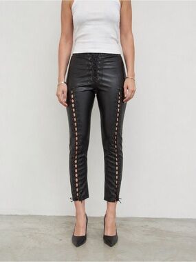 By The Namesake Genuine Stretch Lambskin Lace up Leather Pants- size 26/27